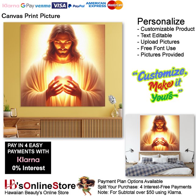 Jesus Herz in den Händen Leinwand Print Picture 2 (Jesus Heart in My Hands Light Canvas Print Picture 2.)