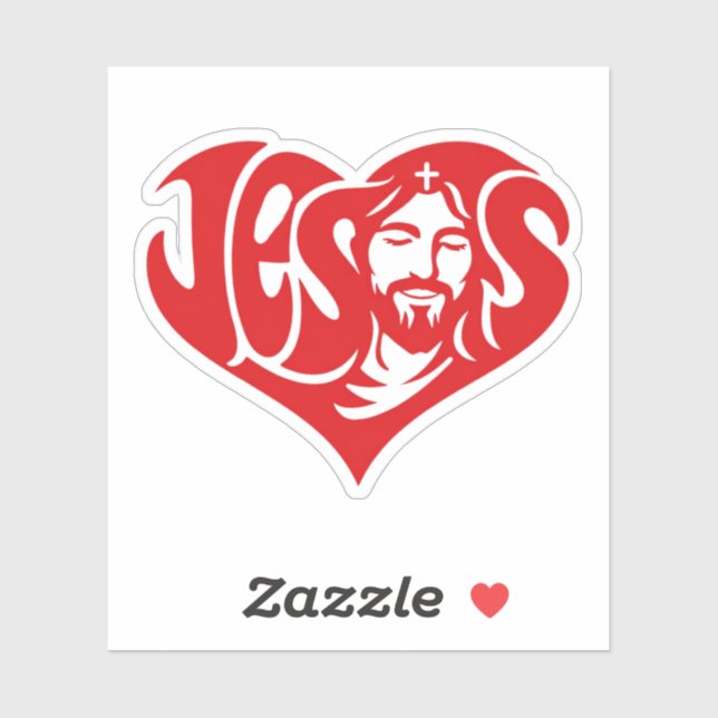 Jesus-Herz-Typografie Aufkleber (Blatt)