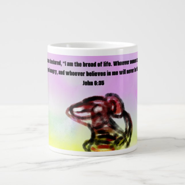 Jesus hier Jumbo-Tasse (Vorderseite)