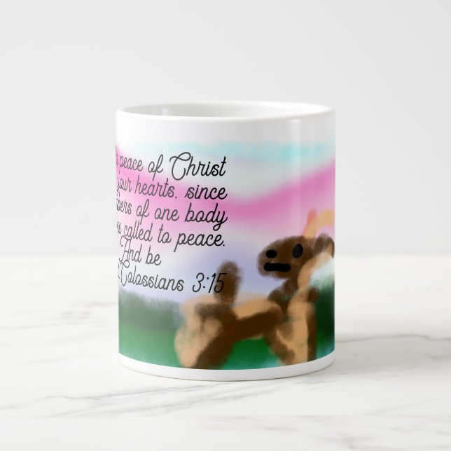 Jesus hier Jumbo-Tasse (Vorderseite)