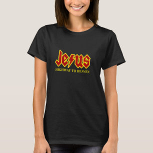 Jesus Highway to Heaven Funny Christlich Long Slee T-Shirt