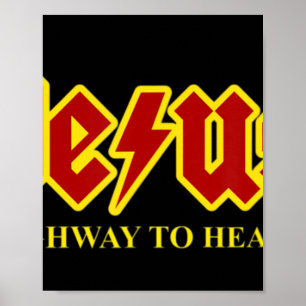 Jesus Highway to Heaven Funny Christliches T-Shirt Poster