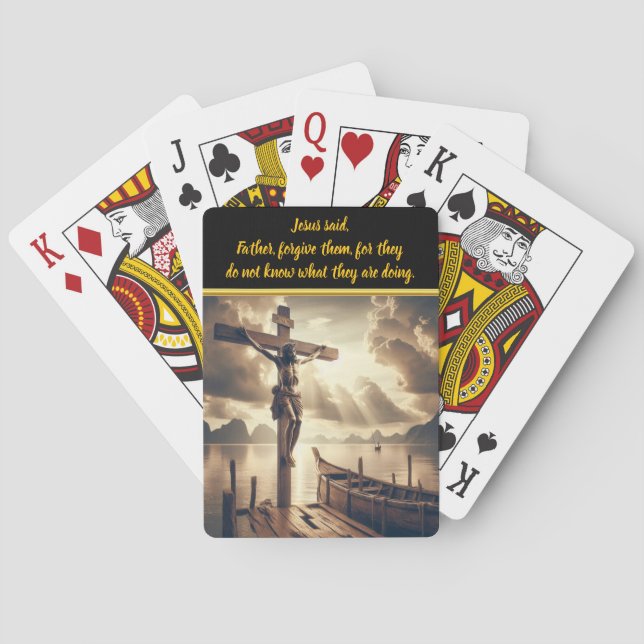 Jesus hing über einem See Spielkarten (Rückseite)