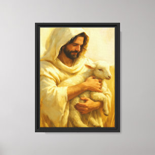Jesus Hirte hält Lamm Kunst Leinwanddruck
