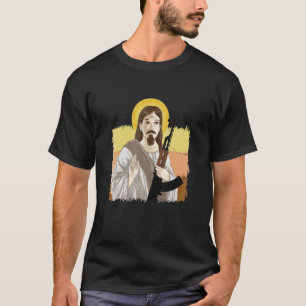 Jesus Holding Ak 47 Gun Metal Gefährlich Ak 47 T-Shirt