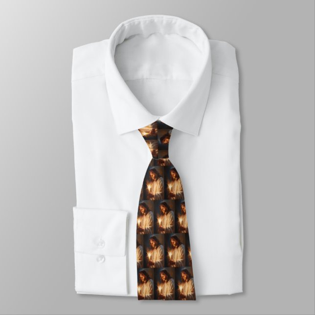 Jesus Holding Candle Neck Tie Krawatte (Gebunden)