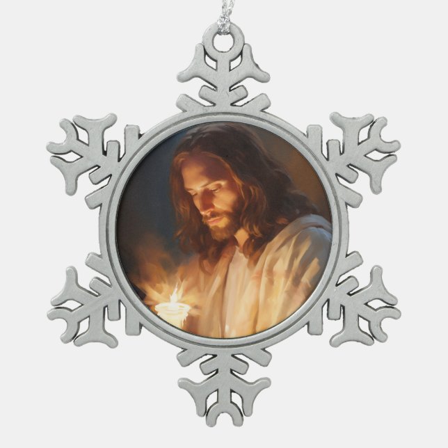 Jesus Holding Candle Ornament (Vorderseite)