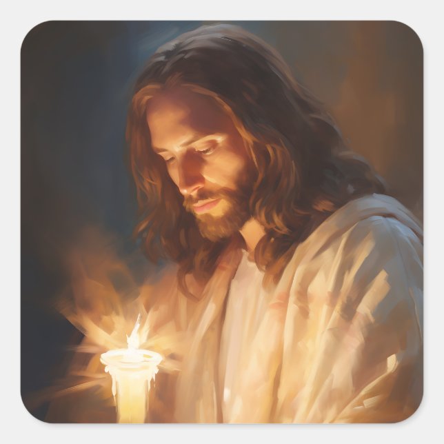 Jesus Holding Candle Stickers (Vorderseite)