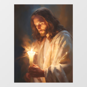 Jesus Holding Candle Window Fensteraufkleber