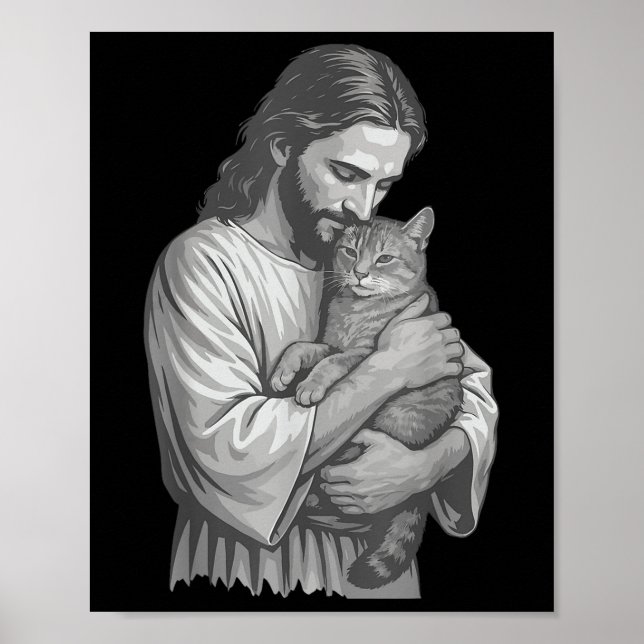 Jesus Holding Cat Poster (Vorne)