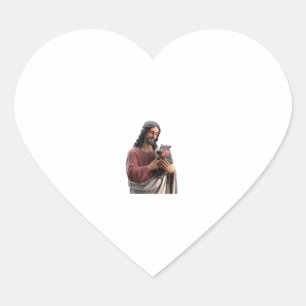 Jesus Holding Moo Deng die Pygmäen Hippo Classic A Herz-Aufkleber