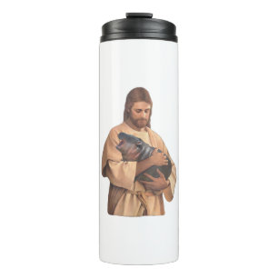Jesus Holding Moo Deng Tank Top Thermosbecher