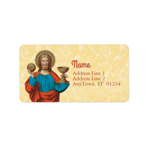 Jesus Holding Up the Eucharist (SNV 050) Adressaufkleber