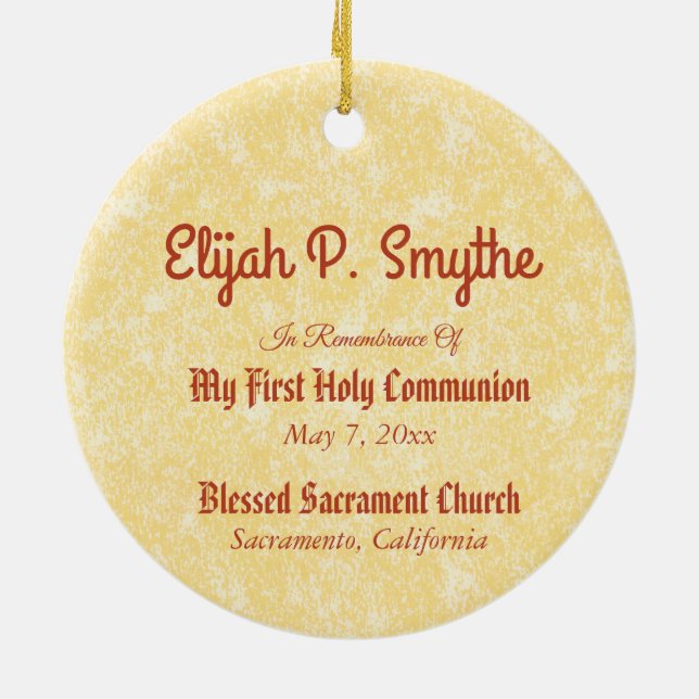 Jesus Holding up the Eucharist (SNV 050) Keramik Ornament (Hinten)