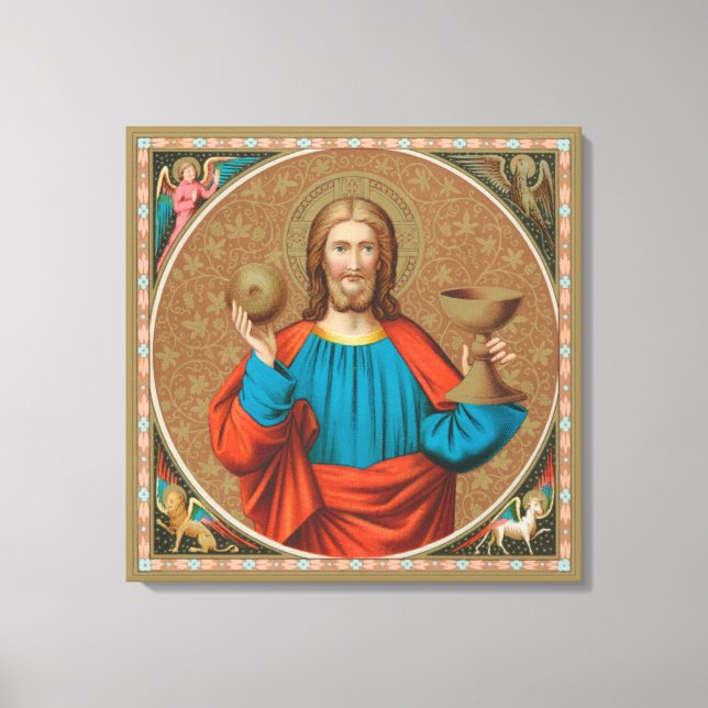 Jesus Holding Up the Eucharist (SNV 050) Leinwanddruck (Vorderseite)