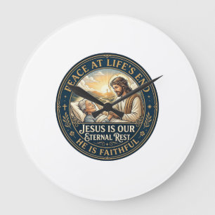 Jesus Hospiz Sterbebegleitung T-Shirt Christlich  Große Wanduhr