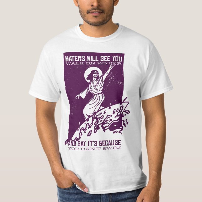 Jesus Humour Funny Jesus Surfing  T-Shirt (Vorderseite)