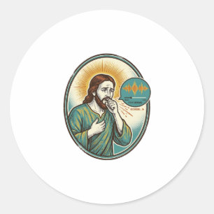 Jesus hustet mittlere Sprachnotiz Audio-Nachricht  Runder Aufkleber