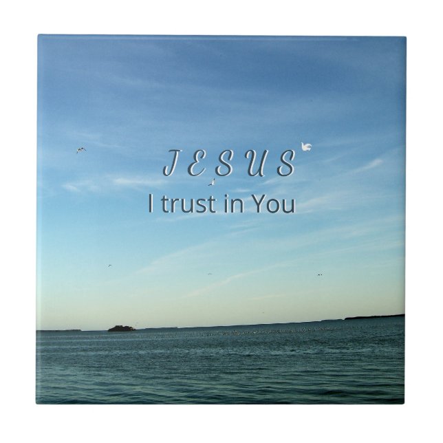Jesus I Trust in You SKy Artwork Fliese (Vorderseite)