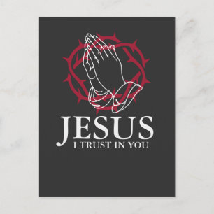 Jesus ich vertraue auf Dich betende Hände Dornenkr Einladungspostkarte