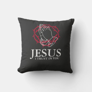 Jesus ich vertraue auf Dich betende Hände & Krone Kissen