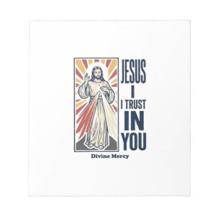 Jesus ich vertraue auf dich Divine Mercy Shirt Des Notizblock