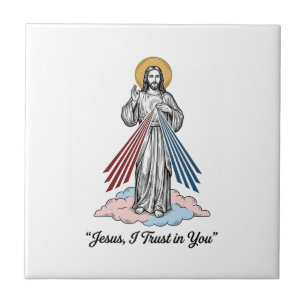 Jesus, ich vertraue auf dich Vintage-Gravur-Shirt- Fliese