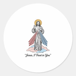 Jesus, ich vertraue auf dich Vintage-Stickerei-Shi Runder Aufkleber