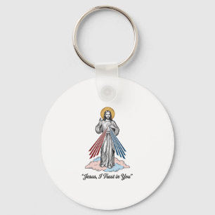 Jesus, ich vertraue auf dich Vintage-Stickerei-Shi Schlüsselanhänger