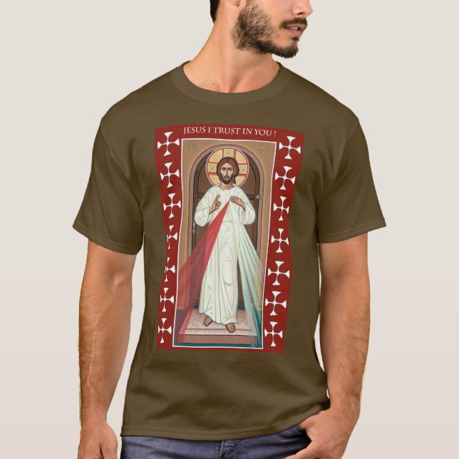 JESUS ICH VERTRAUEN IN DICH DIVINE MERCY ICON T-Shirt (Vorderseite)