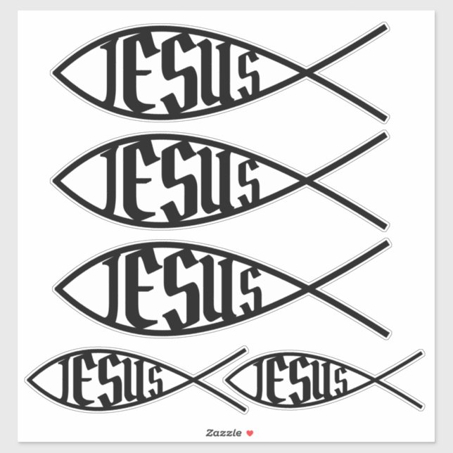 Jesus Ichthus Fish Christentum-Symbol Aufkleber (Blatt)
