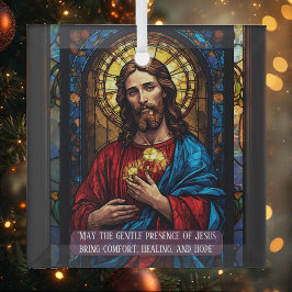 Jesus Icon of Healing Religious Christmas Quote  Ornament Aus Glas