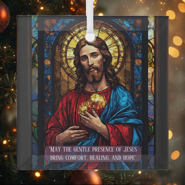 Jesus Icon of Healing Religious Christmas Quote  Ornament Aus Glas (Jesus Icon of Healing Religious Christmas Quote Glass Ornament)