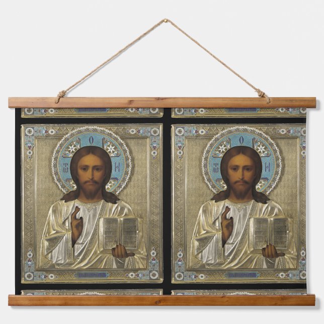 JESUS ICON WANDTEPPICH MIT HOLZRAHMEN (Vorne)