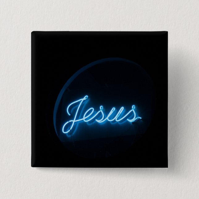 Jesus im Blau Button (Vorderseite)