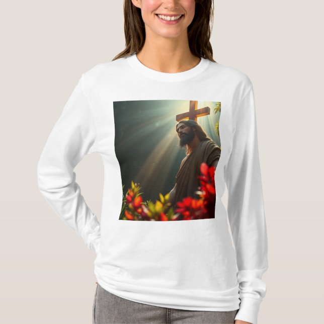 Jesus im Frauenhemd T-Shirt (Vorderseite)