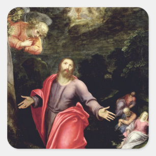 Jesus im Garten der Oliven, c.1590-95 Quadratischer Aufkleber
