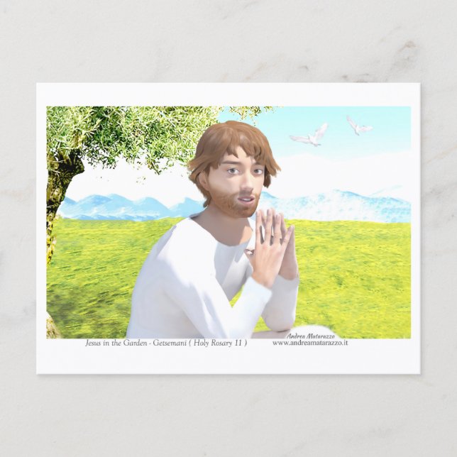Jesus im Garten (Getsemani) Postkarte (Vorderseite)