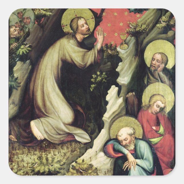Jesus im Garten von Gethsemane Quadratischer Aufkleber (Vorderseite)