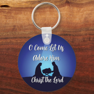 Jesus im Krippe Religiöse Weihnachtsgeburtsszene Schlüsselanhänger