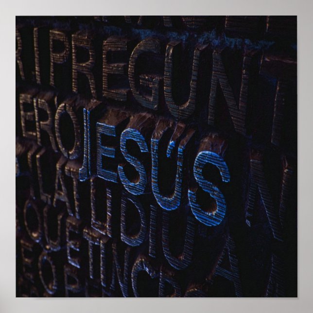 Jesus in Blaustein Christliche Gott Liebe Poster (Vorne)