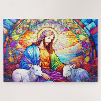 Jesus in Bleiglas in Aquarell Puzzle
