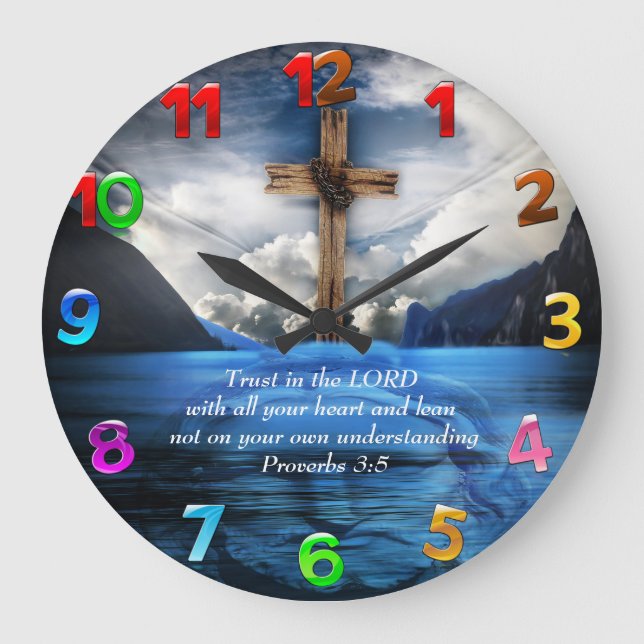 Jesus in den Wassersprichwörtern 3:5 Große Wanduhr (Vorderseite)