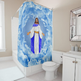 Jesus in den Wolken Duschvorhang