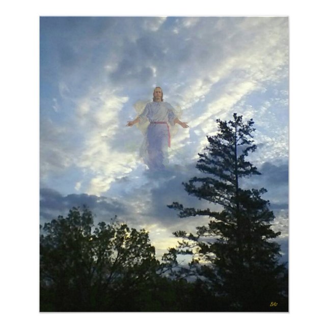 Jesus in den Wolken Fotodruck (Vorne)