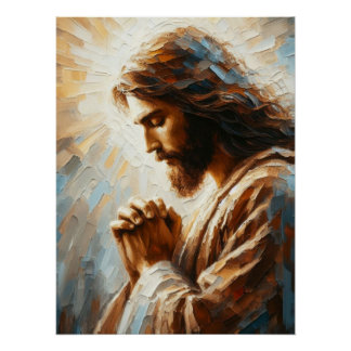 Jesus in der Gebetskunst im Akryllischen Stil Poster