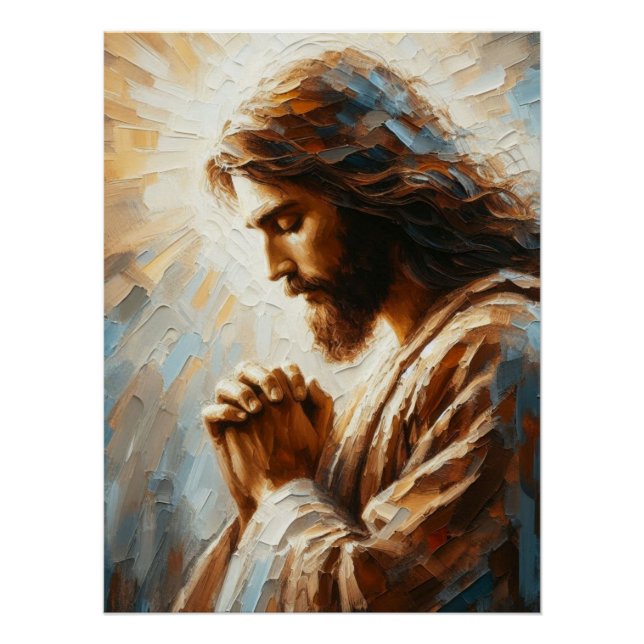 Jesus in der Gebetskunst im Akryllischen Stil Poster (Vorderseite)