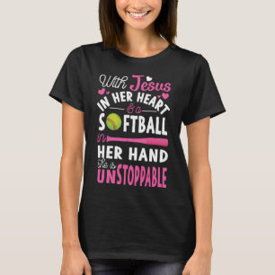 Jesus in ihrem Herz Softball Hand Funny Pitcher Gi T-Shirt