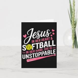 Jesus in ihrem Herzen und Softball in ihrer Hand S Karte
