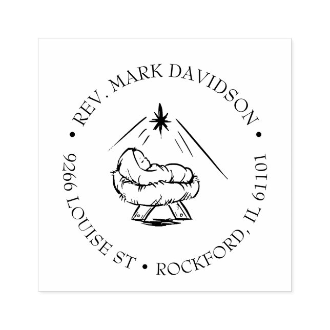 Jesus in Manger Weihnachts-Star Religious Gummistempel (Prägung)